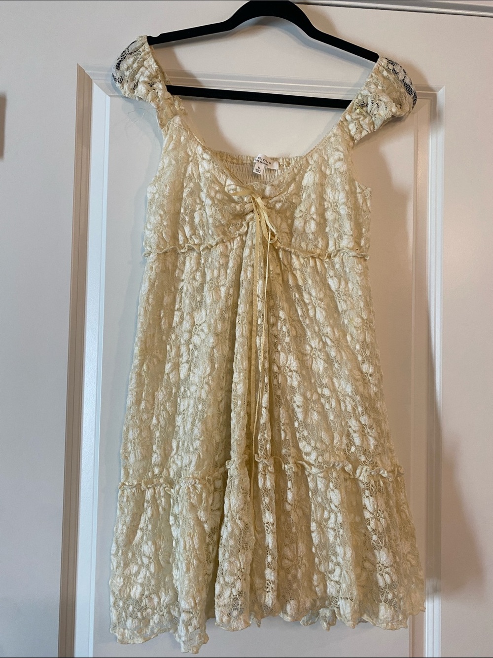 Boho Lace Mini Dress in Cream